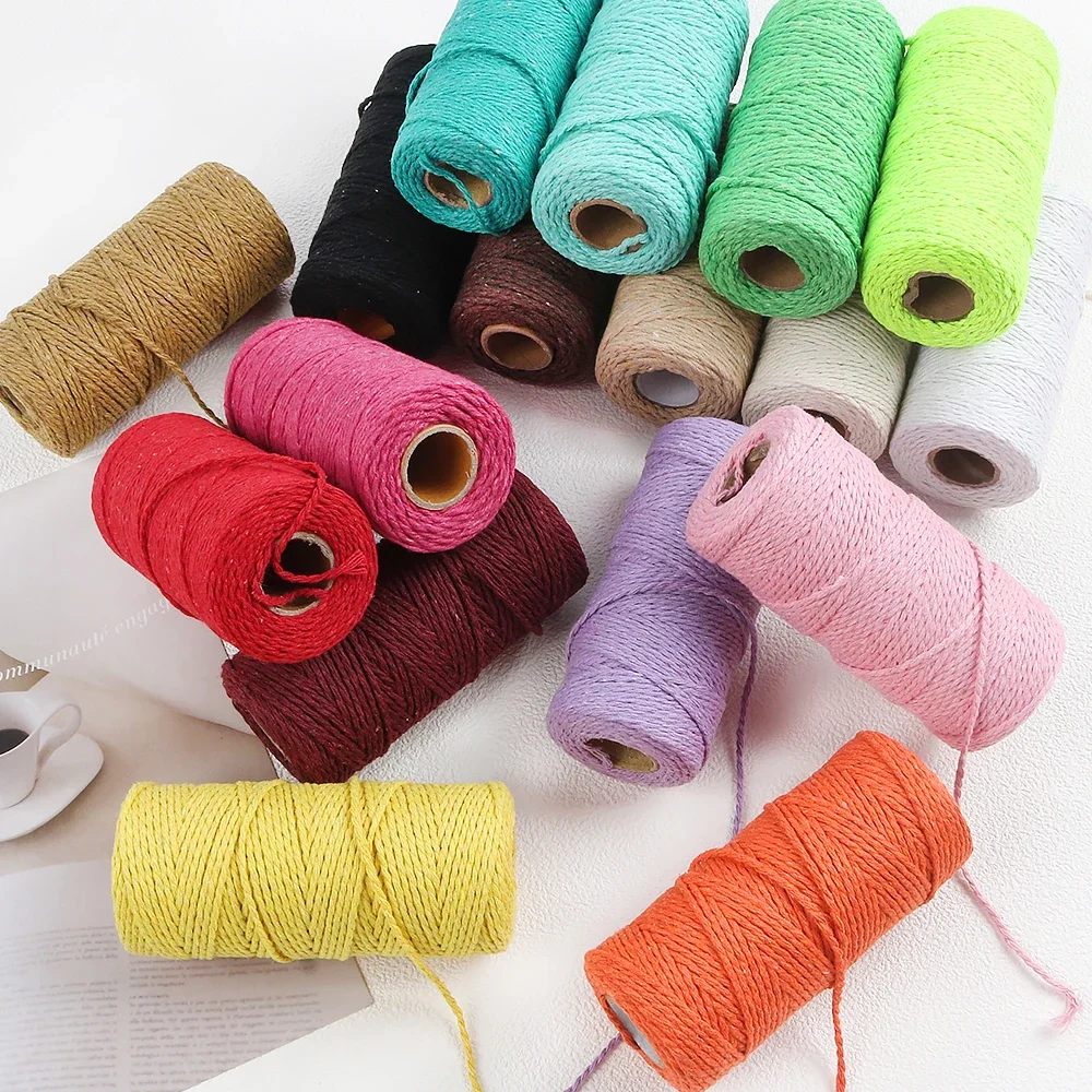 

2mm 100M Macrame Cord Rope Cotton Twine Thread String Crafts DIY Sewing Handmade Wall Hangings Bohemia Party Home Decor