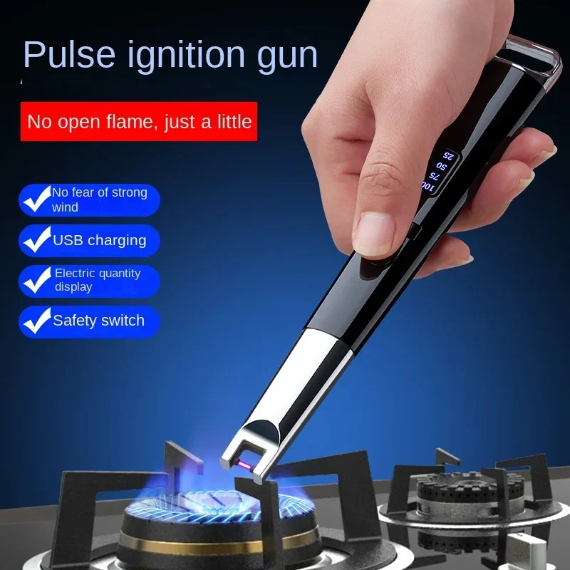 Windproof Lighter, Usb Rechargeable Arc Lighter, Gas Stove Candle Electronic Lighter, Kitchen And Outdoor Camping Supplies Men