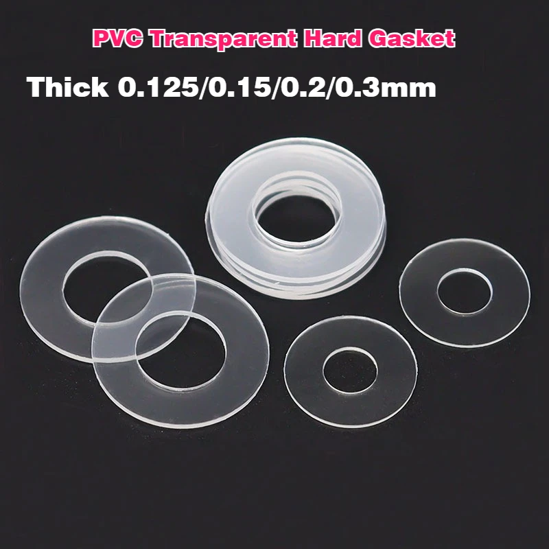 PVC Transparent Hard Gasket Thick 0.125/0.15/0.2/0.3mm Insulating Plastic Washer PET Film Sheet Ultra-thin Flat Gasket