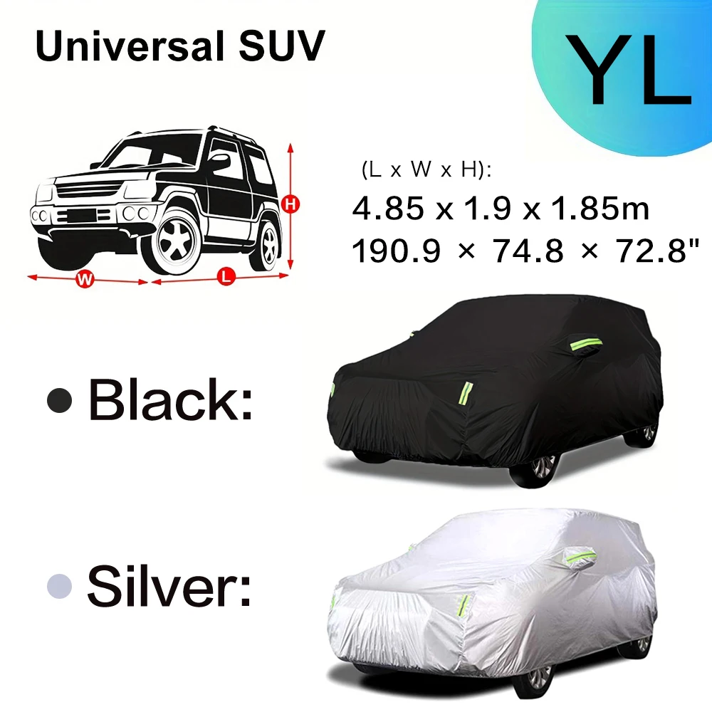Autohoes Buitenbescherming Buitenkant Zon Sneeuw UV-hoezen SUV Sedan Autozonnescherm Stofdicht Waterdicht Zwart Zilver
