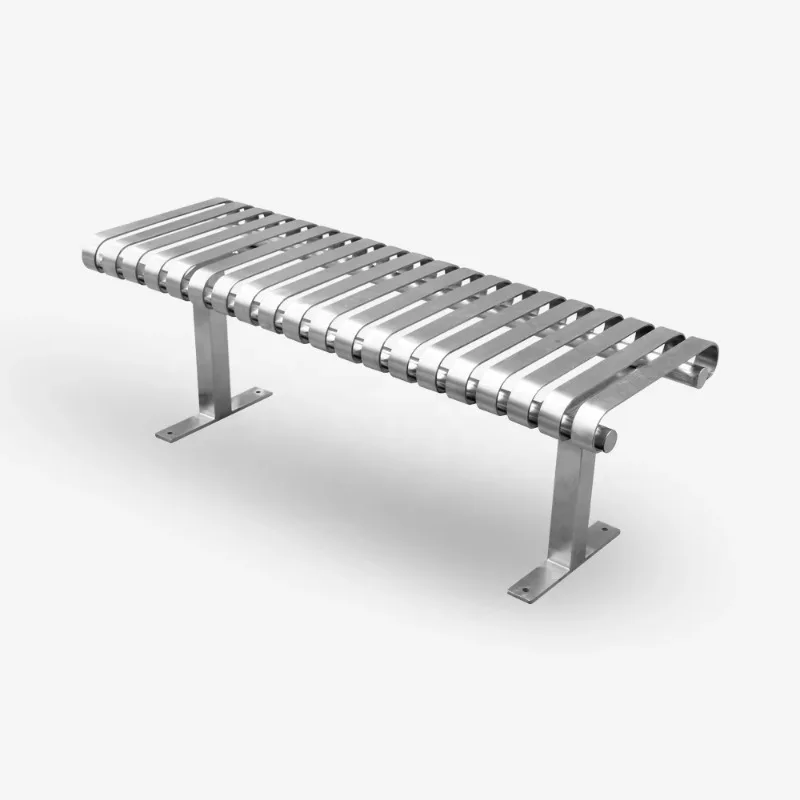 

Metal Benches - Sturdy Modern Park Benches for Public Spaces, Gardens and Streets - Long Backless Outdoor Benches