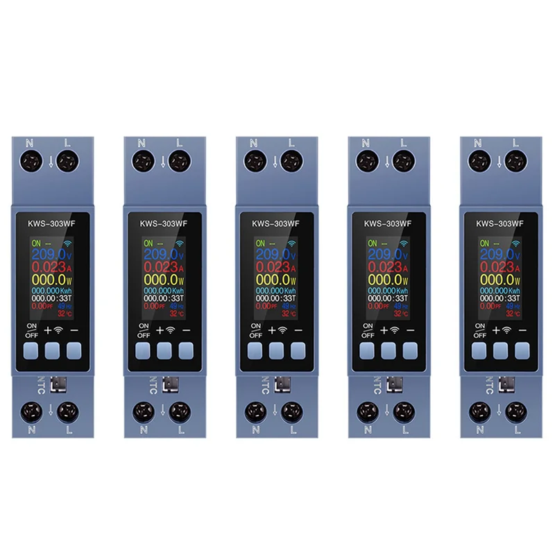 【 Jetzt kaufen】 5X TUYA WIFI Energiezähler DIN-Schienenmontage Digitales Voltmeter Amperemeter Wattmeter AC 100-290V Kwh Leistungsmesser Fernbedienung