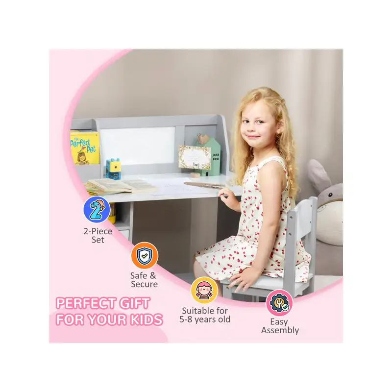 Ensemble bureau et chaises pour enfants pour apprendre et jouer – Meubles réglables pour salle d'étude, salle de jeux ou chambre à coucher – Parfait pour les enfants