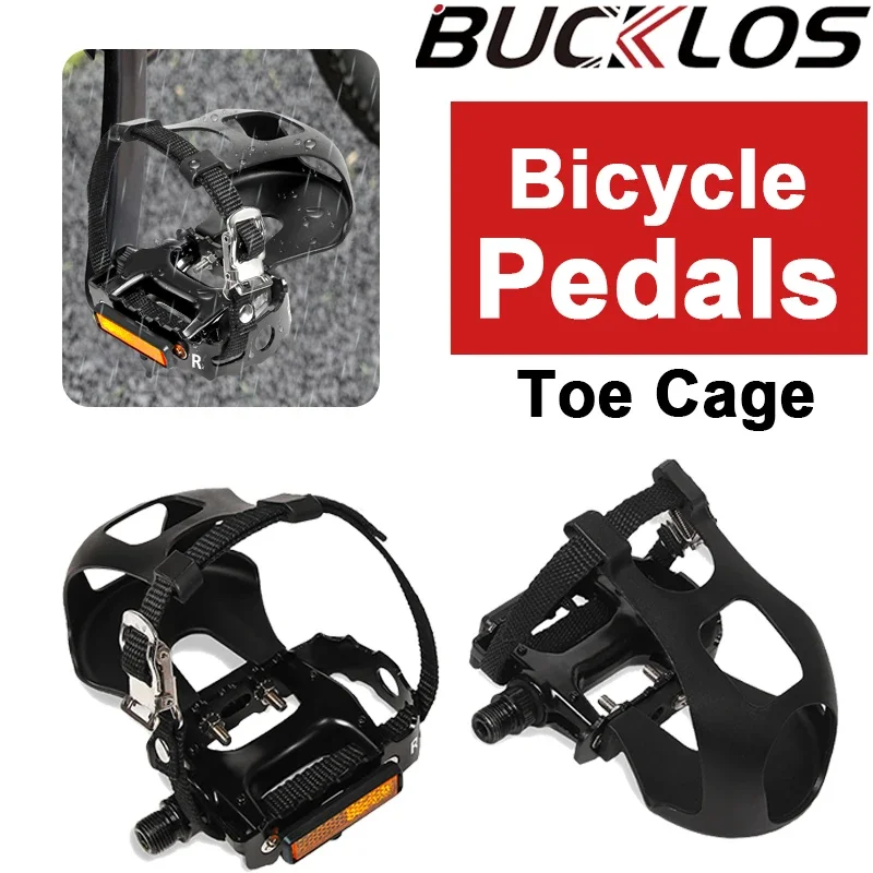 

BUCKLOS Bicycle Pedal Straps Toe Clip MTB Road Bicycle Toe Cage with Strap 9/16 Spin Pedal Clipless for Cycling Exercise Sports