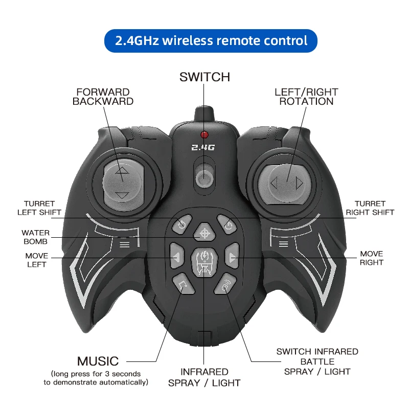 Tangki Remote Control Bom Air Remote Control Penggerak Empat Roda Radio Remote Induksi Kendaraan Off-Road Mainan Mobil Remote Control