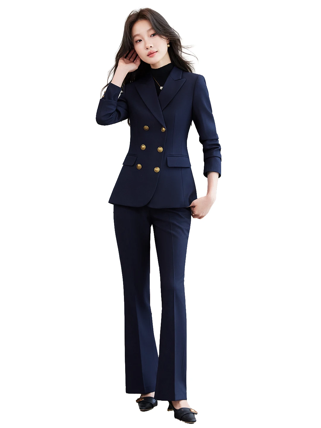 High-End Customized Women's Professional Suit Set Autumn Commute Formal OL Style Micro Flare Pants Two-Piece Ensemble