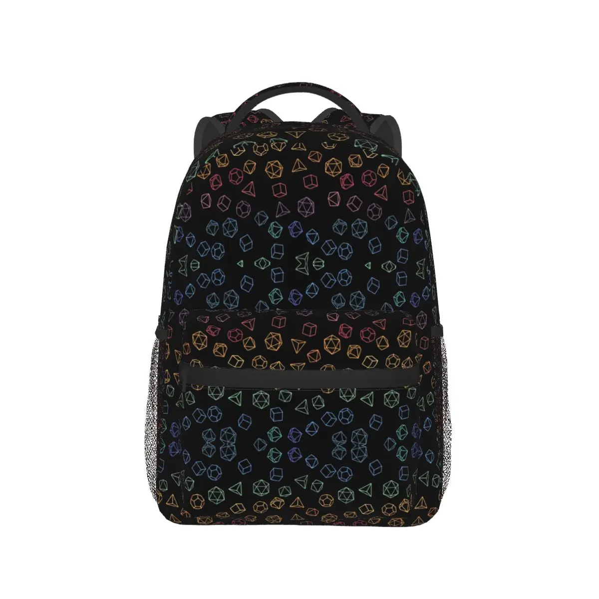 DnD Dice Rainbow On Black Pattern Backpack Hot Sale Daypack Large Capacity Kids BookBag School Bag Shoulder Bags for Men Women