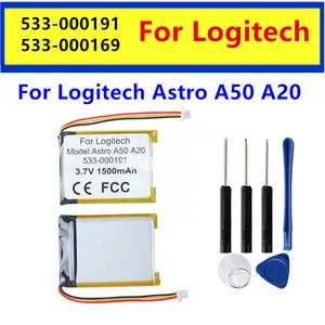 Bilashmart Original Replaces Upgraded 1500mAh 533 000191 533 000169 Battery Logitech Astro A50 A20 Headset Batterie Accumulator+Tools