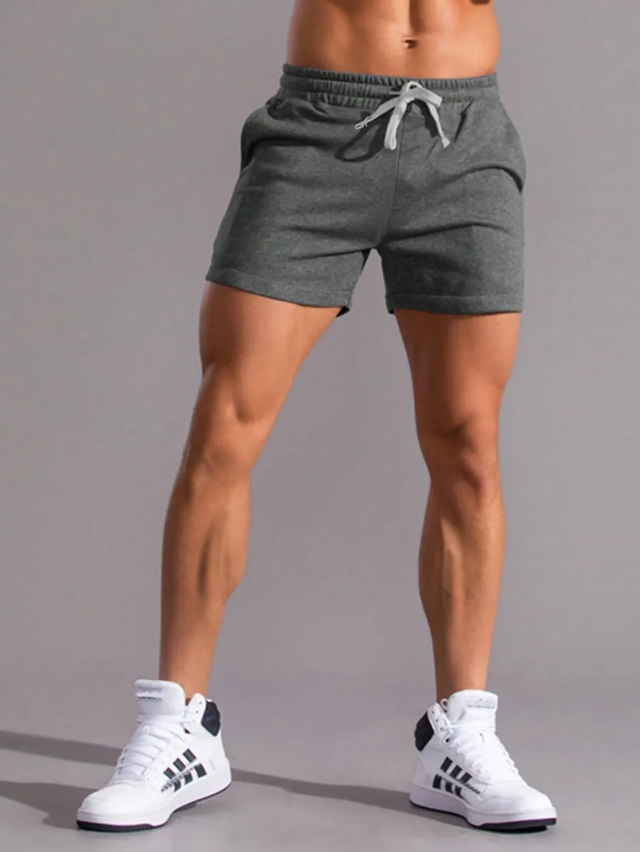 

Men Summer Casual Drawstring Waist Shorts With Slanted Pockets