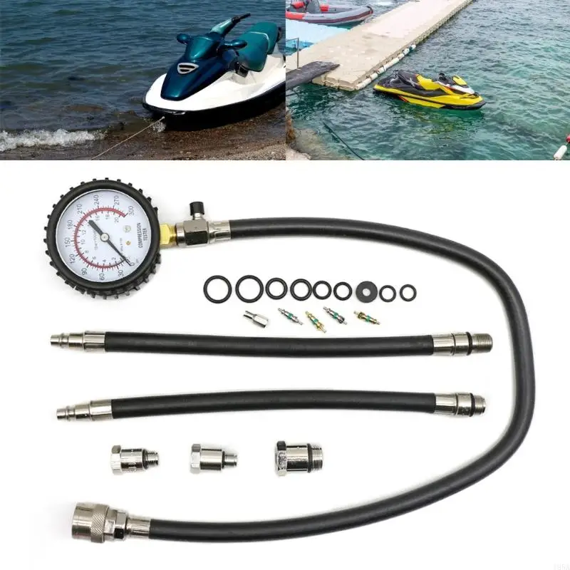 

Комплект для проверки компрессии цилиндров для небольших импортных отечественных двигателей включает гибкие шланги и адаптер