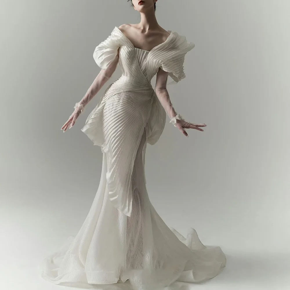 

Гламурное белое платье для выпускного вечера нестандартной формы с уникальным дизайном для женщин длиной до пола, тонкое элегантное вечернее платье русалки Vestidos De Gala