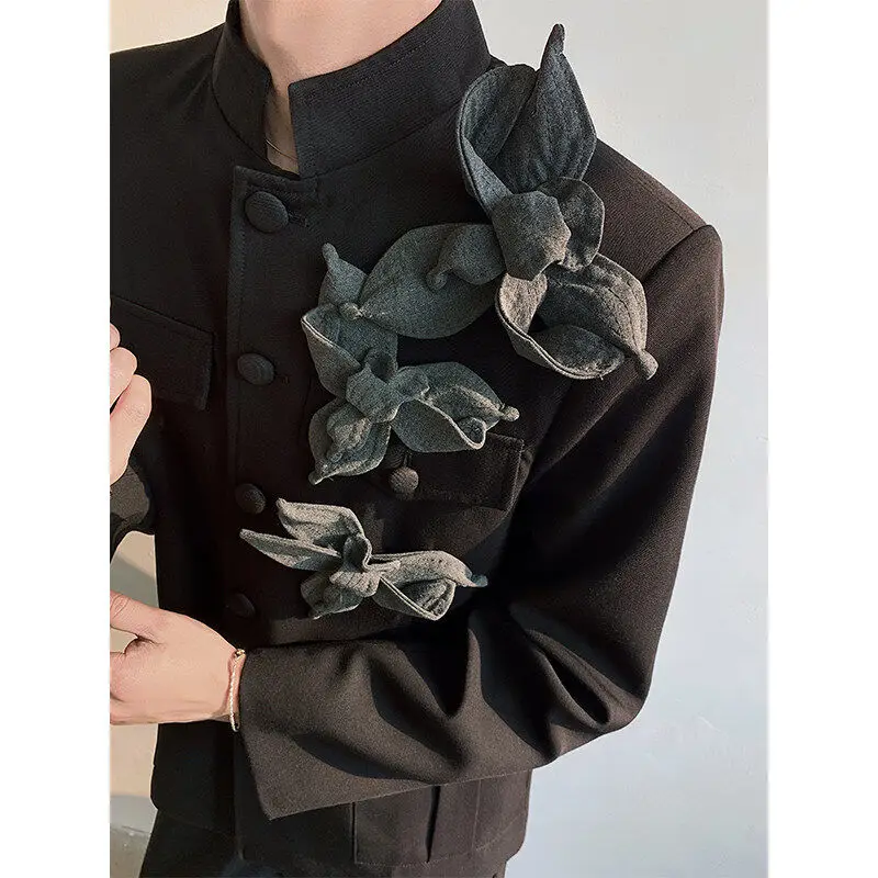 

Новый китайский костюм-орхидея Zhongan с улучшенным кроем, воротником-стойкой, приталенным силуэтом, в западном стиле, с подплечниками, для хипстеров