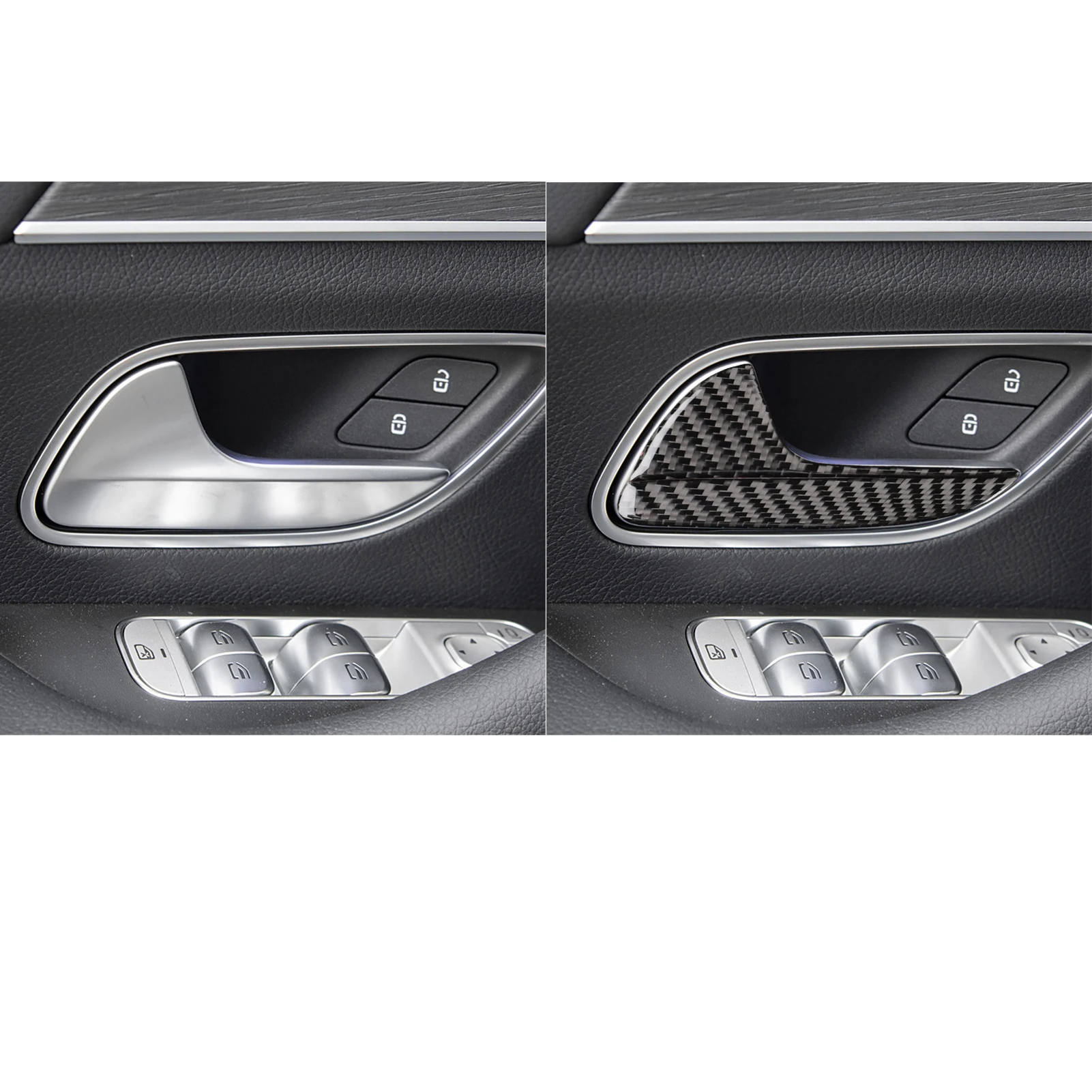 For Mercedes-Benz GLE W167 2019-2024 Interior door handle Decorative Trim Soft Carbon Fiber Car Internal Accessories 6