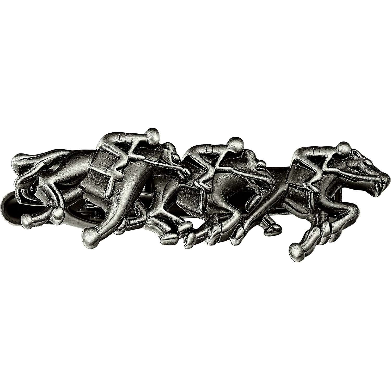Hawson 2 Inch Antique Silver Horse Racing Tie Clip Equestrian Jockey Pattern Formal Business Wedding Men's Tie Bar