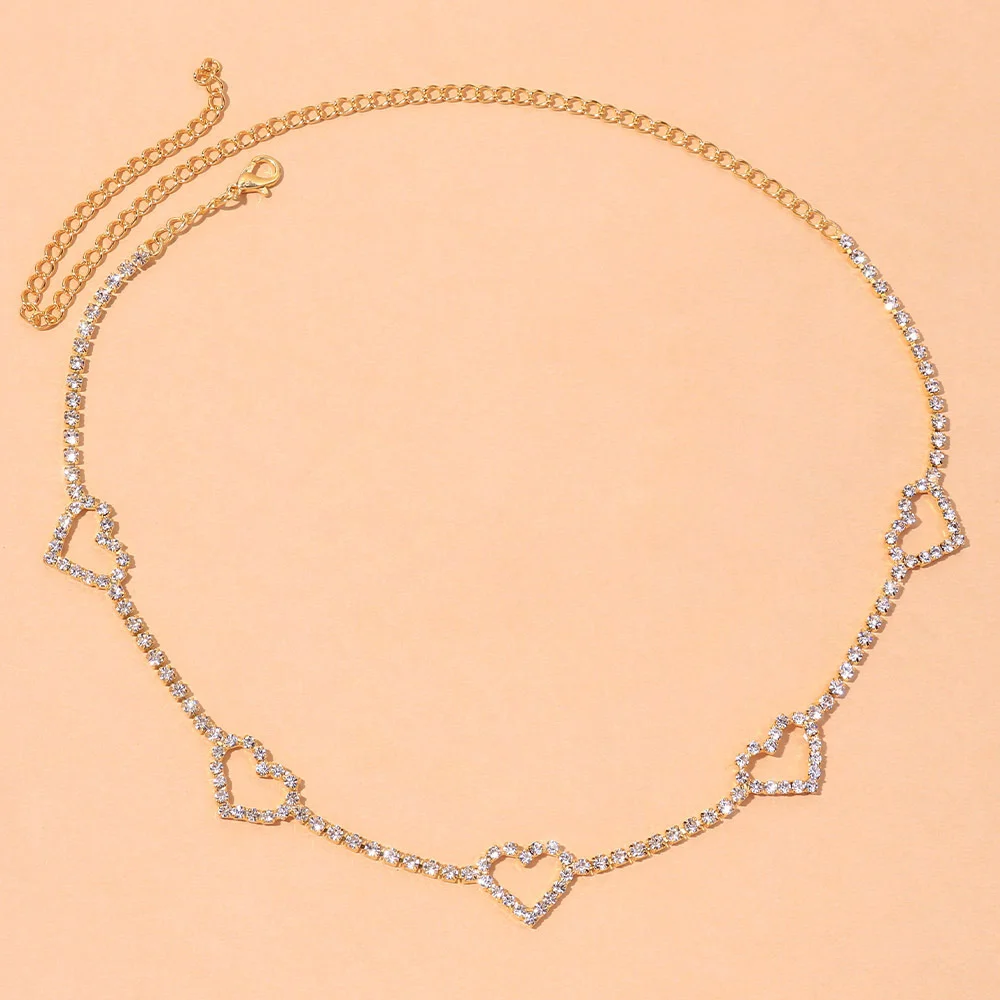 Collar de corazón de diamantes de imitación con purpurina para mujer, Gargantilla de cristal Simple, Collar de amor hueco gótico, accesorios de joyería de fiesta, moda