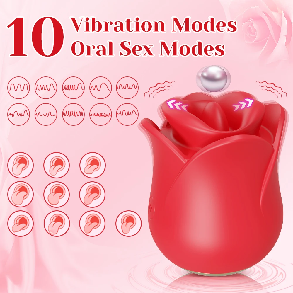 Rose-Toy Tongue Licking Vibrator Female Powerful Sucking Oral Biting Sucker Clitoris Stimulator Adults Goods Sex Toys for Women