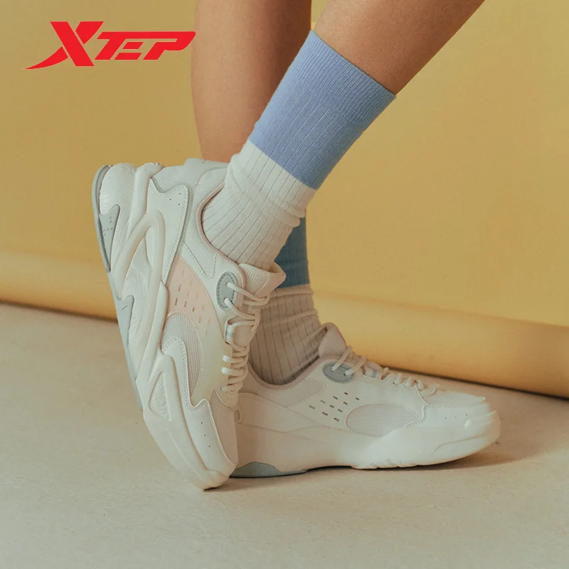 Xtep Skateboarding Shoes For Women 2024 Summer Street Non-Slip Chic Women\'s Sports Shoes Fashion Lace Up Sneakers 876218310013