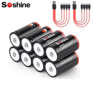 بطارية ليثيوم ليثيوم أيون Soshine-Lithium لأجهزة راديو مصباح يدوي لموقد الغاز ، بطاريات USB قابلة لإعادة الشحن ، مقاس C ، 5000 ميجا واط في الساعة ، 1.5 فولت أفضل 8 موقد بطارية مبيعا - رقم 5