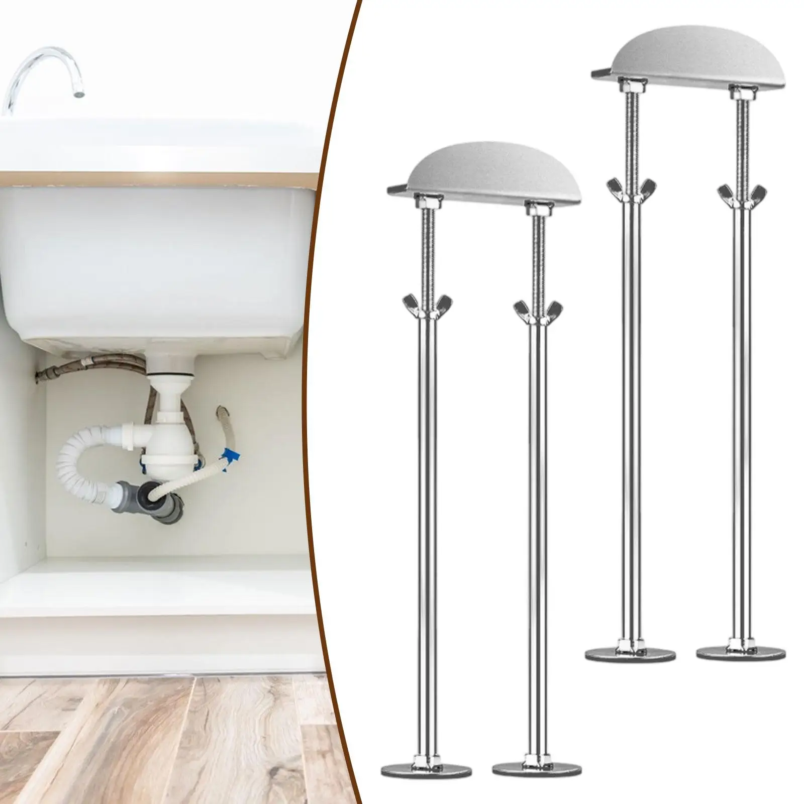 2x кронштейн для раковины, регулируемая высота, для умывальника, кухонной стойки