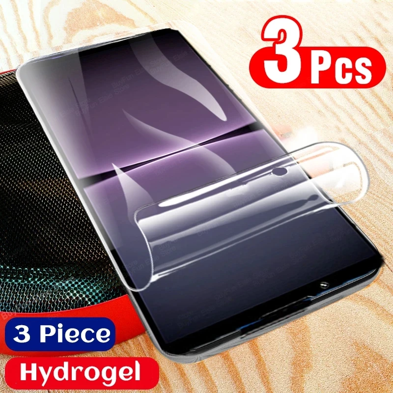 3PCS Hydrogel Film For Sony Xperia 1 10 5 V 5 III IV Screen Protector Full Cover On Sony Xperia 10 Plus 10 5 II Pro Not Glass