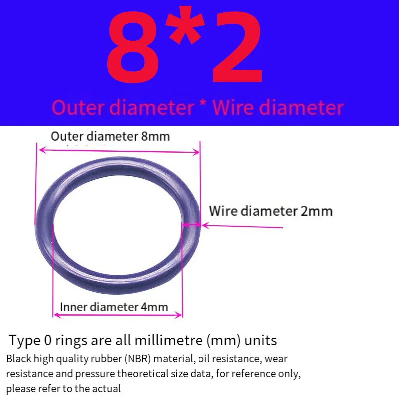 3Pcs Black Rubber Ring NBR Sealing O Ring CS 2mm OD6/7/8/9/10-182mm Silicon High Pressure Repair Oil Resist Band Sealing Ring