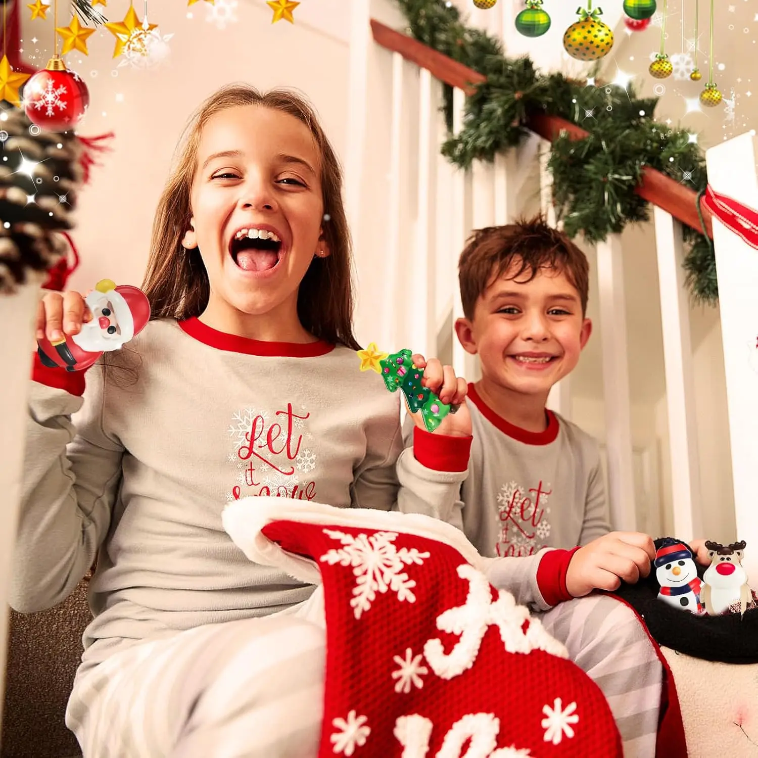 1/4個入り クリスマス ストレスボール 感覚玩具 サンタクロース 雪だるま スクイーズ玩具 スローリバウンド 握り玩具 クリスマスギフト 子供向け