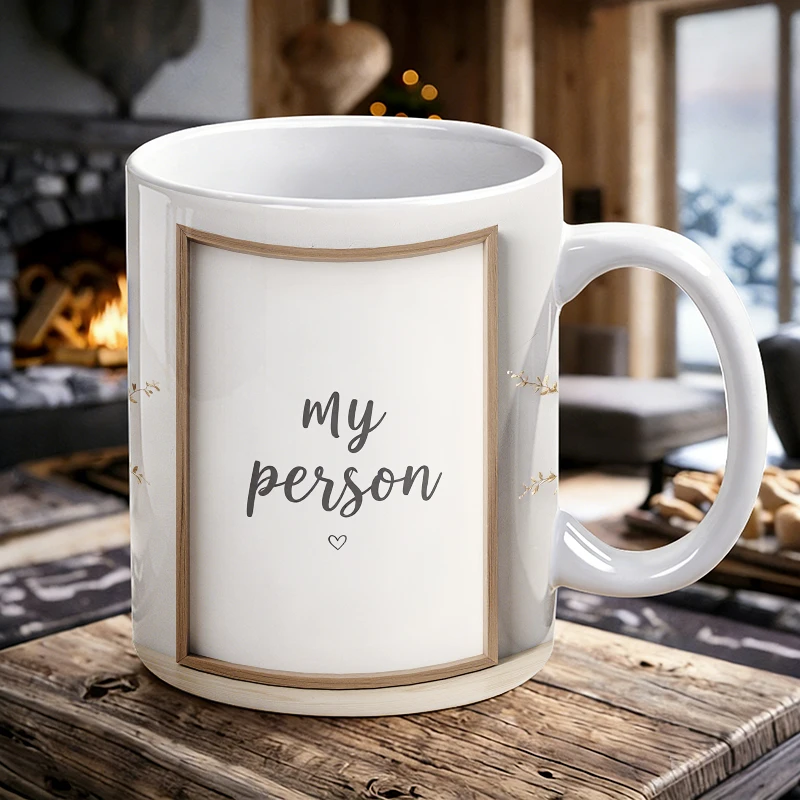 

1pcs Minimalist Photo Frame 'My Person' Ceramic Cup with Handle, Creative Coffee Cup, Milk Cup, Office Tea Cup, Drinking Cup