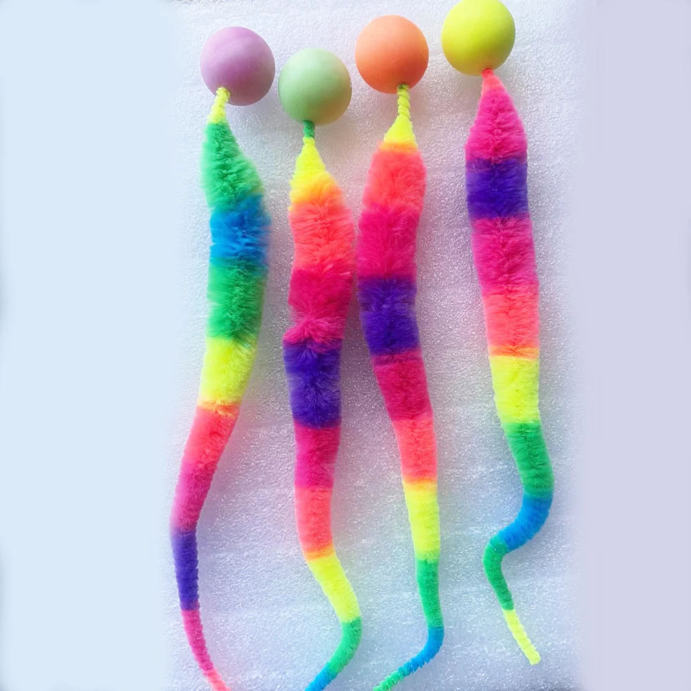 Interactief kattenspeelgoed Kietel Kat Kleurrijke stuiterbal Dierbenodigdheden Puzzel plagen indoor kattenworm rups elastisch speelgoed