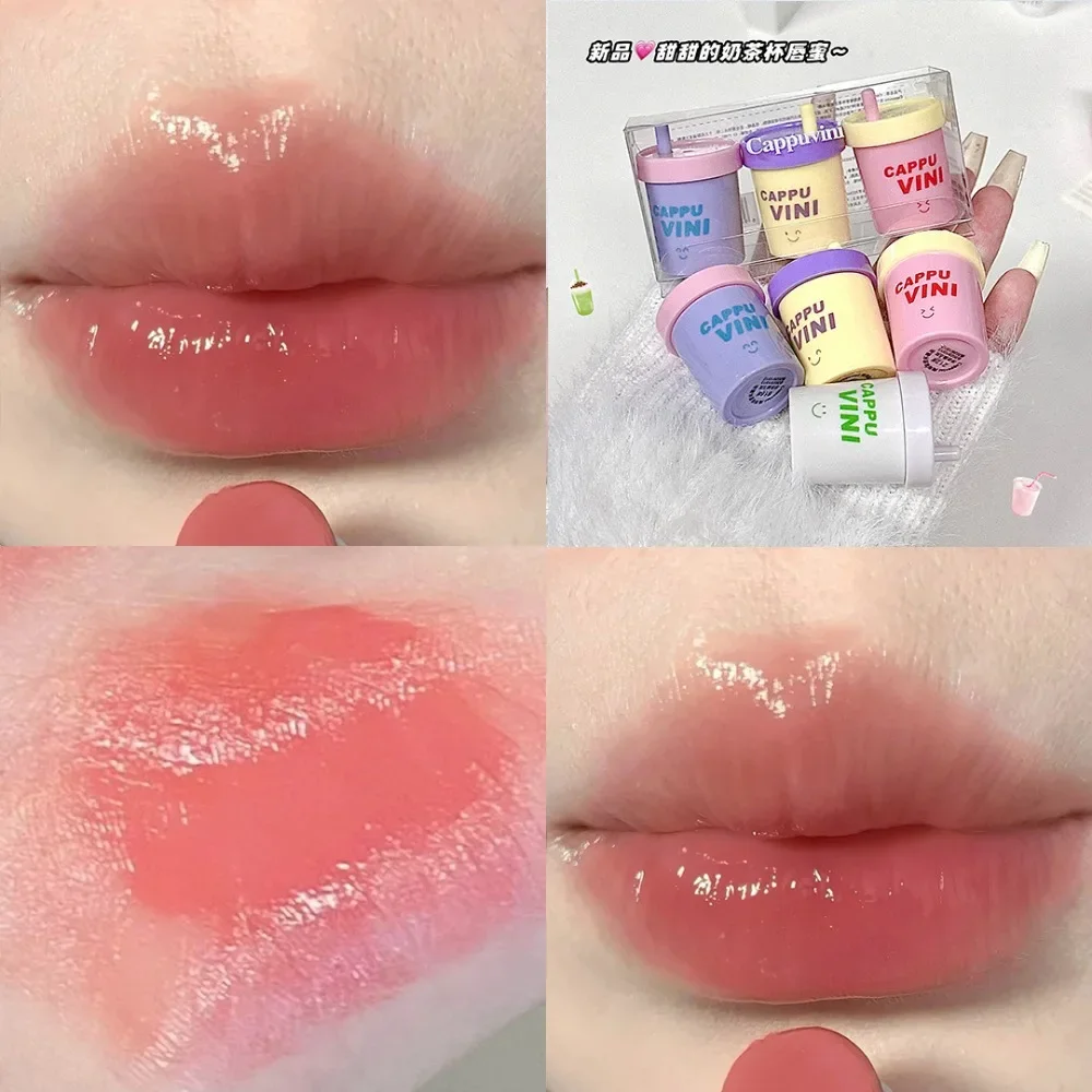 1/3Pcs Little Milk Can Lipgloss Moisturizing Mirror Water Lipgloss Cute Lip Tint Lips Balm Lip Make Up Korean Cosmetics Sexy Red