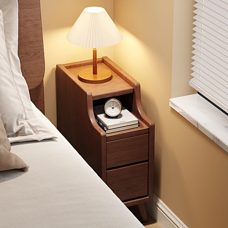 

20cm bedside table, modern and simple, all solid wood bedside storage rack with gaps, small storage cabinet 30cm