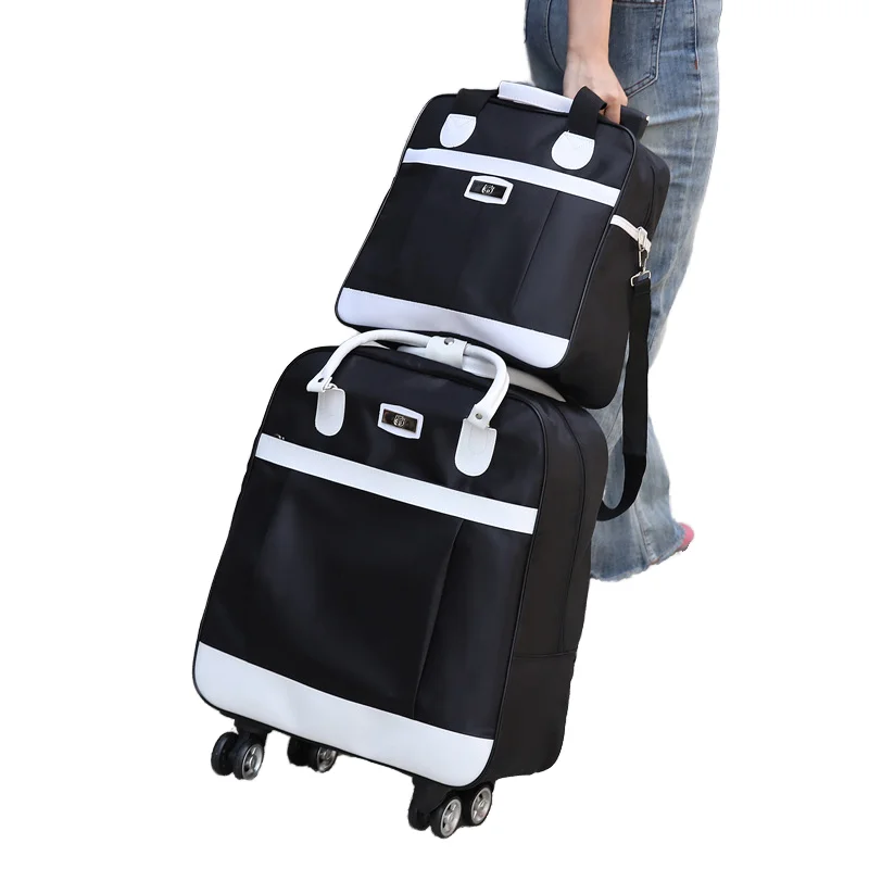 Wholesale 2 Pieces Luggage Duffel With 4 Wheels&Tote Handbag Set Waterproof Rolling Bag Soft Shell Suitcase Trolley for Travel