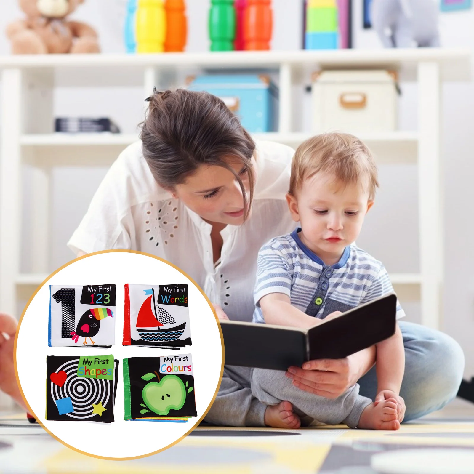 مجموعة واحدة من كتب قماش النخيل اليدوية للأطفال التعليمية الناعمة القابلة للغسل كتاب الطفل الأول تعلم الرضع التنمية المعرفية المبكرة الملونة #6