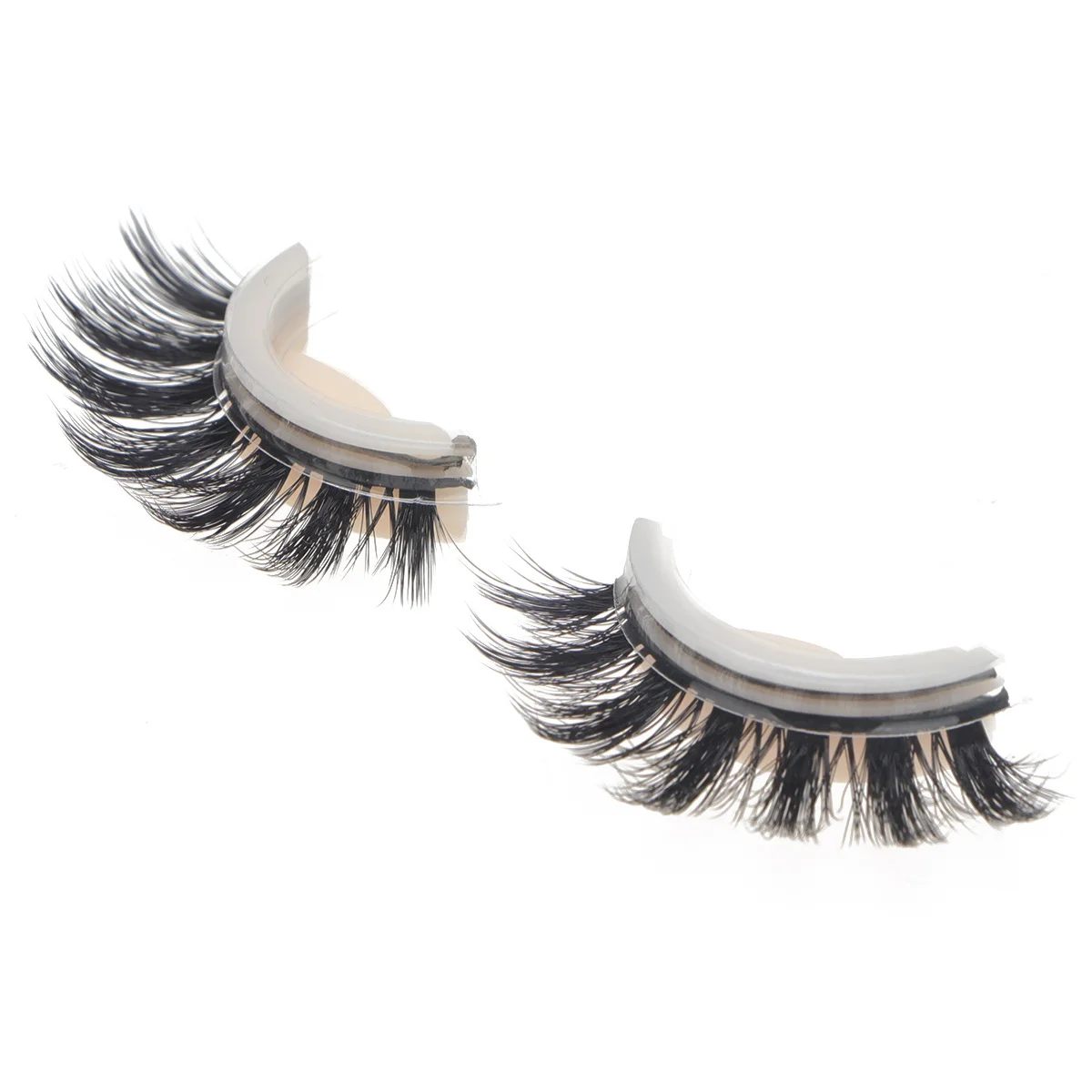 Faux-cils auto-adhésifs épais en Fiber 3D naturelle, longs et portables, pour fête, mariage, maquillage quotidien, 1 pièce