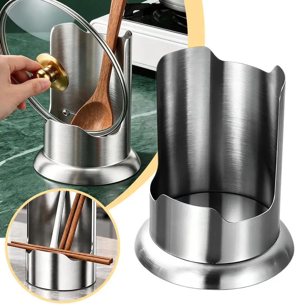 Stainless Steel Pot Lid Holder Multipurpose Kitchen Countertop Organizer Vertical Storage Rack for Spoons Cookware Utensils