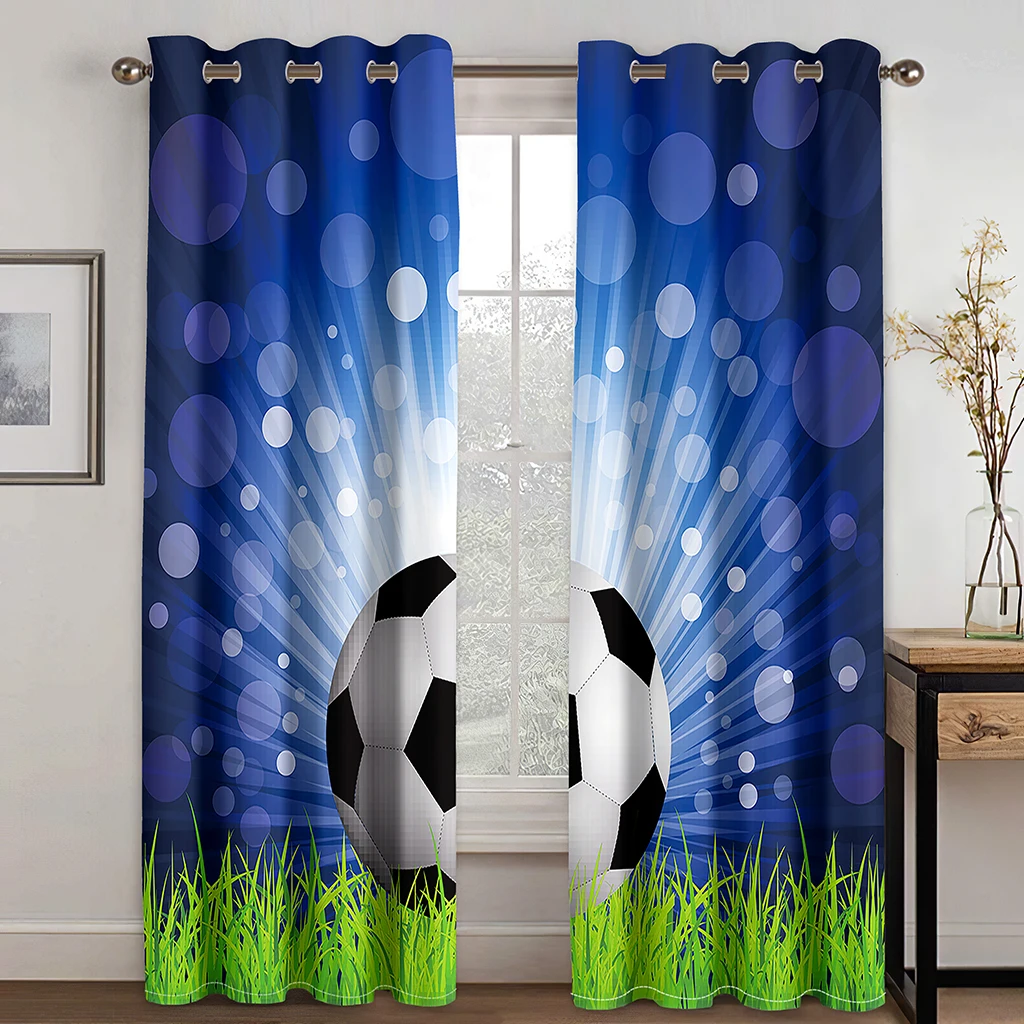 Children\'s Favorite Football Curtains Football Lovers Home Decor Curtains 2 Panel Living Room Bedroom Kids Room Decor