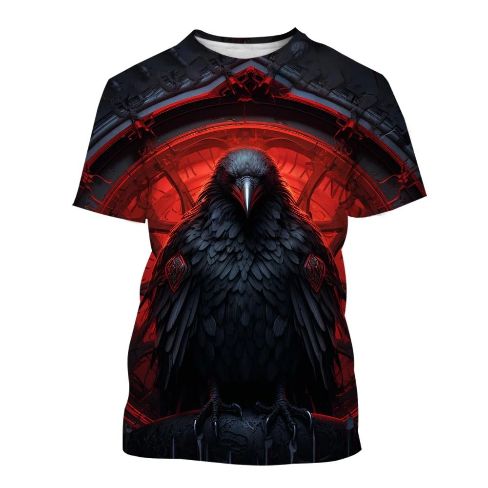 T Shirt for Men Raven 3D T-shirt Creative Animal Design Crow Print T Shirt Men Women Harajuku Casual Short Sleeve Streetwear Top