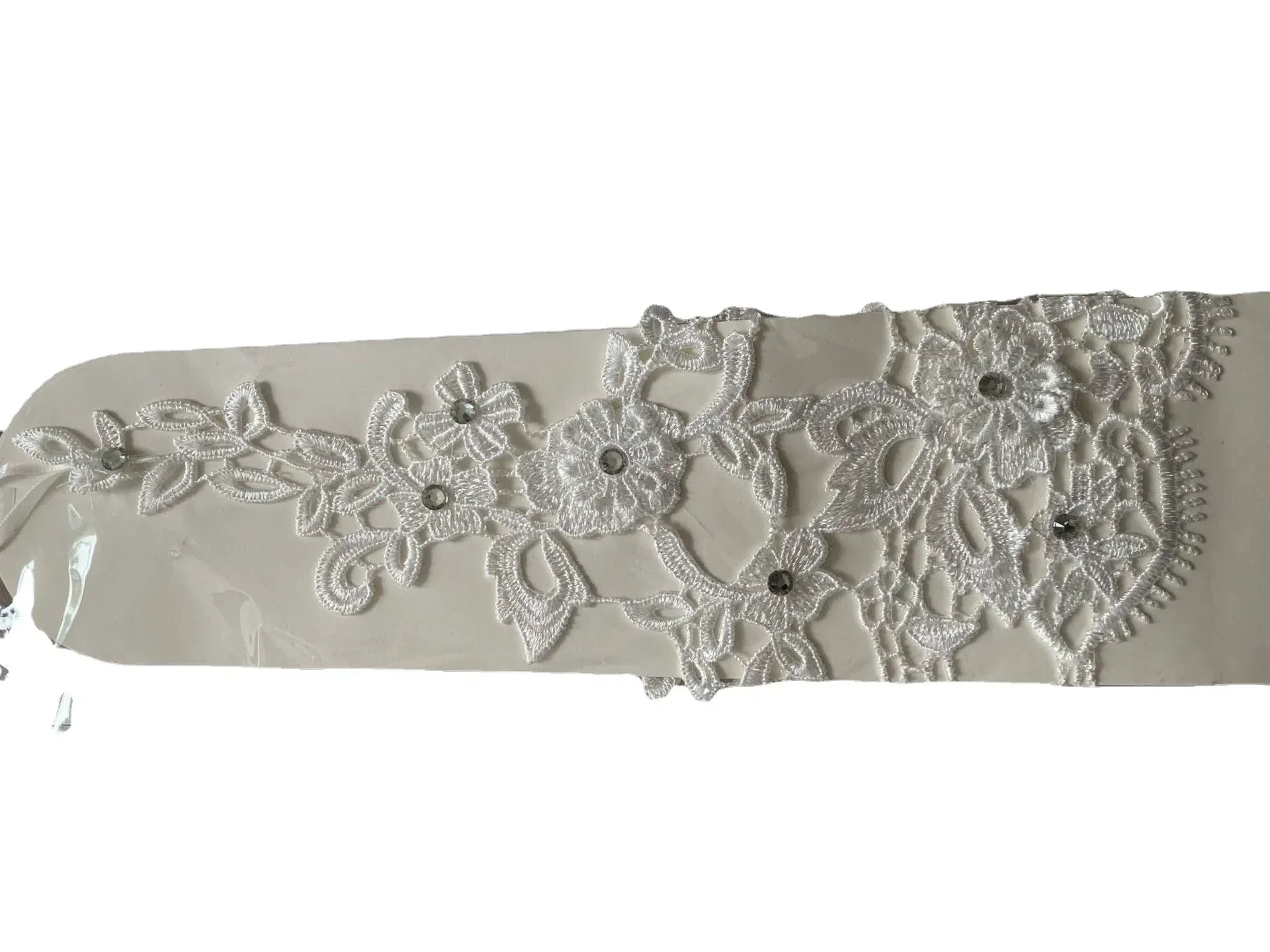 Exquisite White Lace Bridal Gloves with Pearl and Rhinestone Accents for Wedding