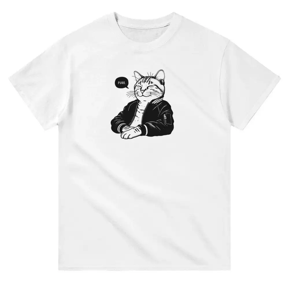 Content Cat In Bomber T Shirt Animal Lover Funny S For Him Her