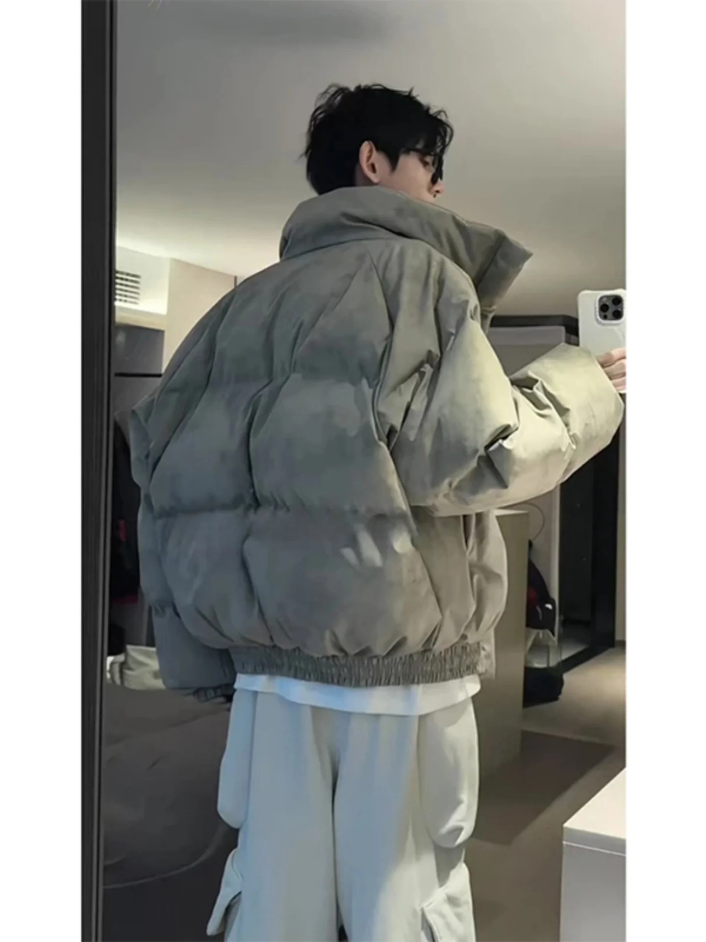 

Мужская зимняя куртка из хлопка с высоким воротником, модная, свободного кроя, с эффектом высокого качества, в американском стиле