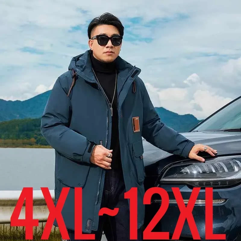 

Plus Big Size 12XL Men Clothes Windbreaker Waterproof Hooded Zip-up Winter Long Padding Jacket Male Thick Padded Coat Warm Parka