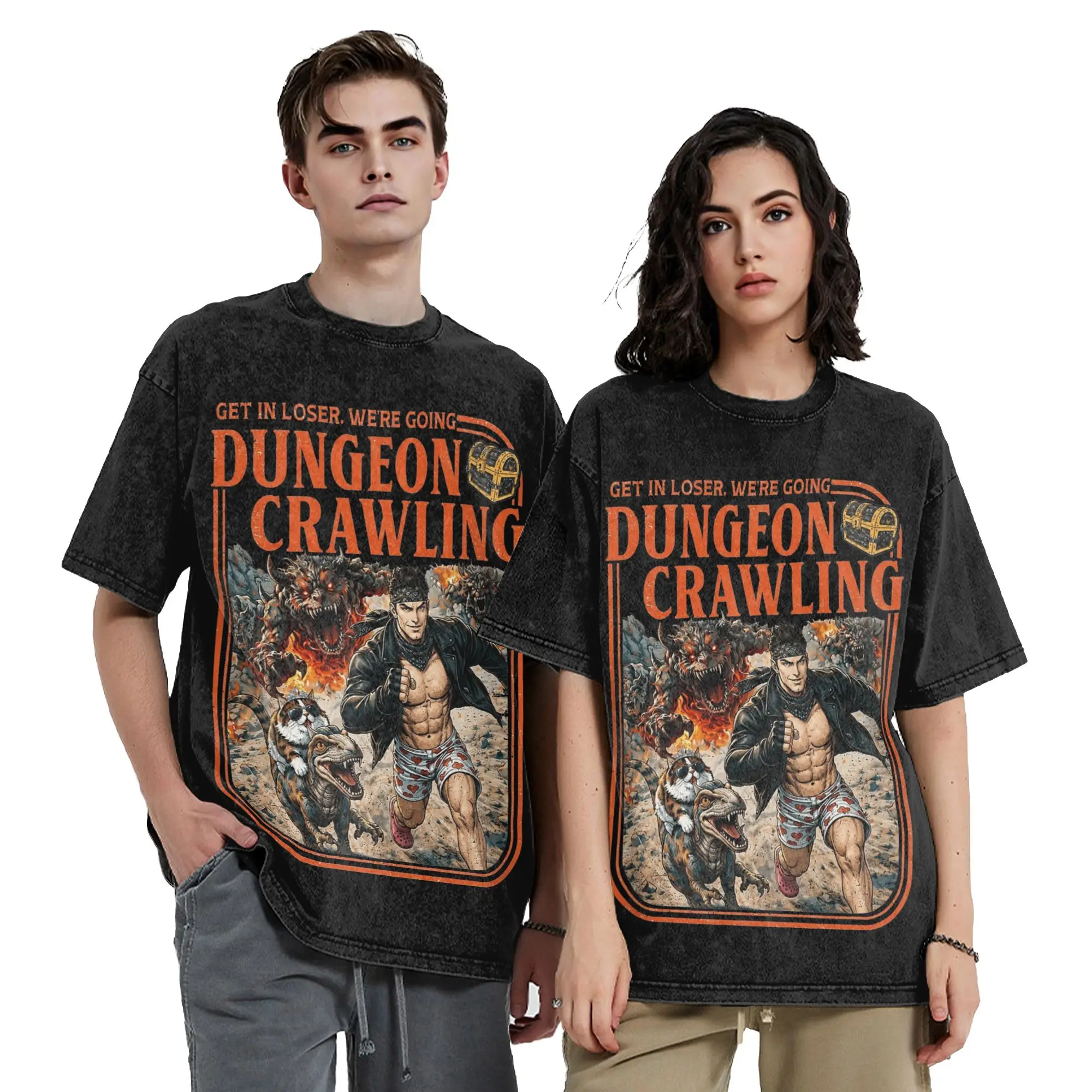 Dungeon Crawler Carl Crawling Sci-Fi Carl Princess Donut Washed T Shirts Streetwear T-Shirts Tees Tops for Men Women Oversize