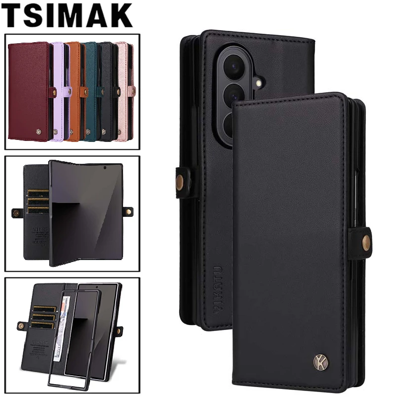 Leder Handyhülle für Samsung Galaxy Z Fold 7 6 5 4 3 Fold4 Fold6 Fold5 Fold7 Fold3 5G Business Flip Wallet Kartenhalter Cover