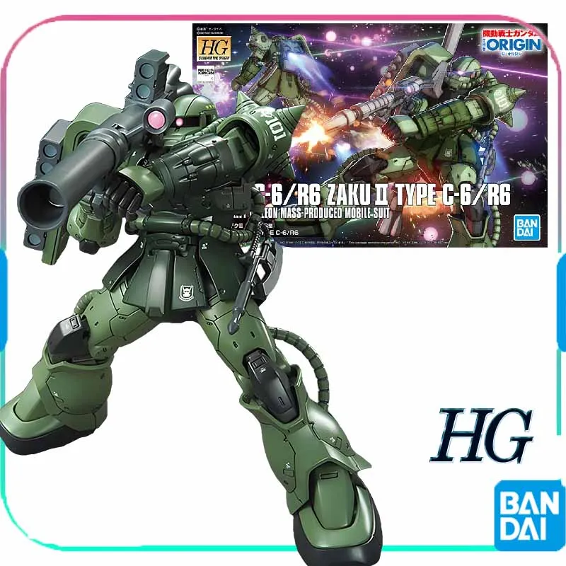 Bandai figura de Anime HG 1/144 ZAKU II tipo C-6/R6 Gundam modelo montaje juguetes de acción coleccionar regalo para niños decorativo