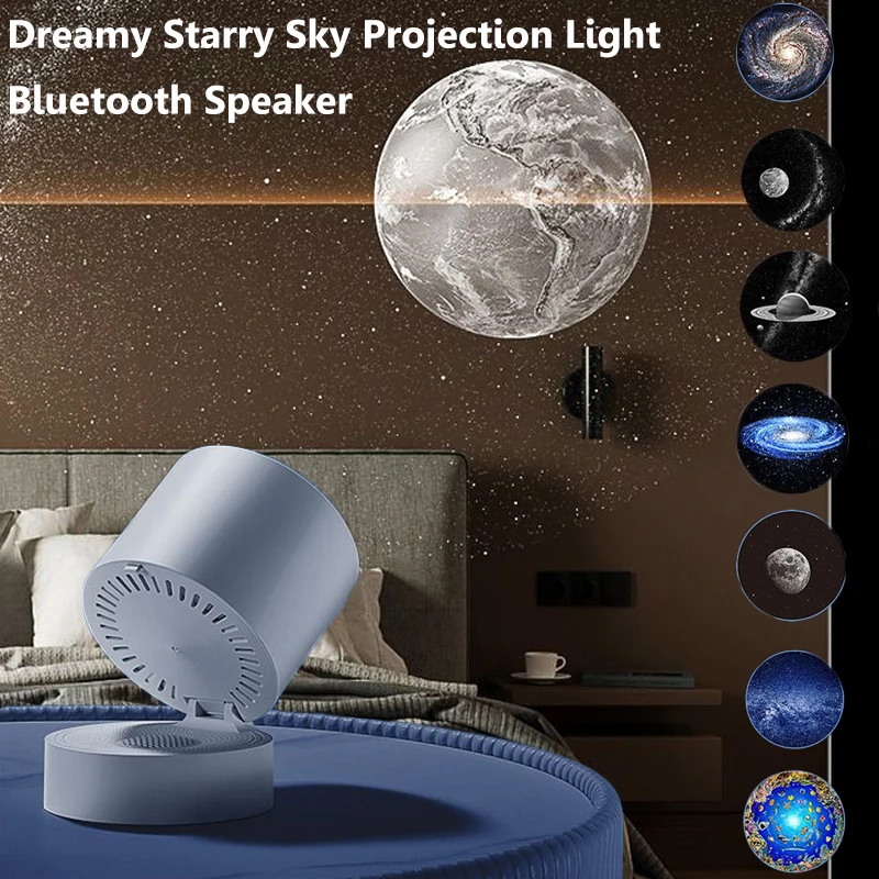 Dreamy Starry Sky Projection Light Bluetooth Speaker Wireless Stereo  Soundbar White Noise Sleep Aid Music Player Timed Shutdown