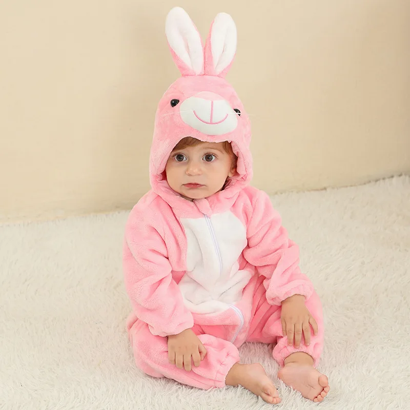 Easter Rabbit Winter Baby Rompers Clothes Costume Flannel Hooded Bodysuits Pajamas Animals Overall Jumpsuit For Girl Boy