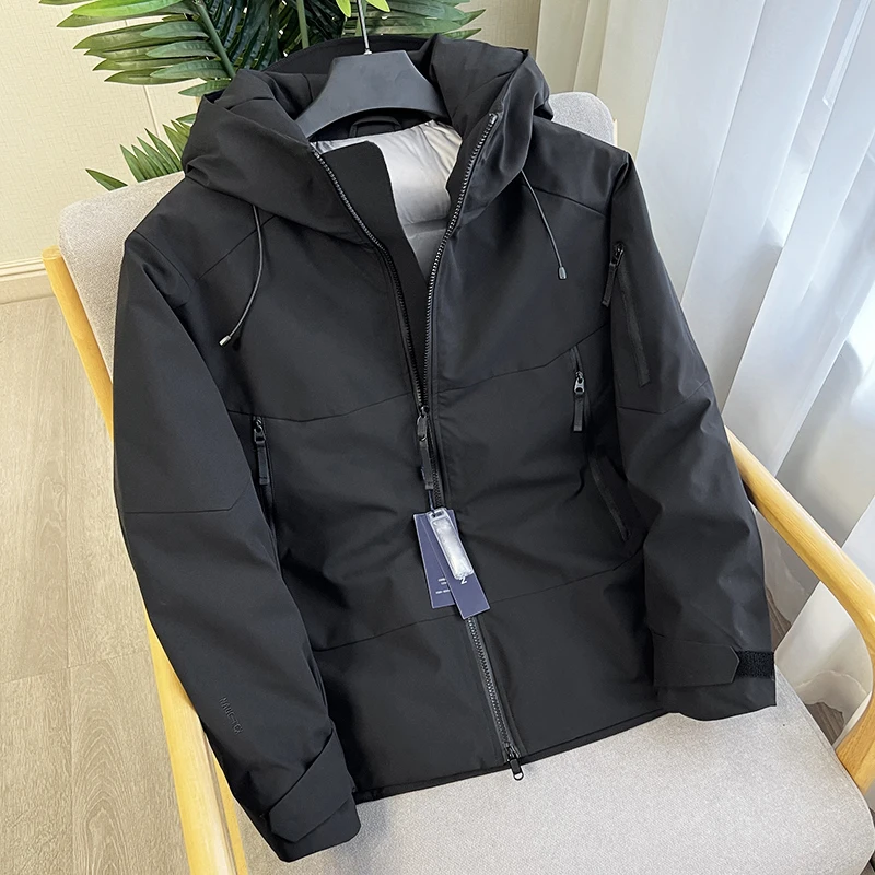 Men's Thickened Duck down Jacket Outdoor High-End Fashion Urban Style Coat Warm Versatile Hooded Regular Length Autumn Winter