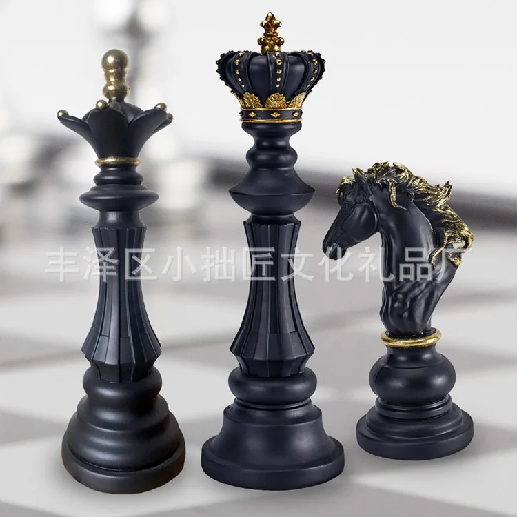 Chess Resin Ornaments Desk Decor Crafts King Queen Small Chess Statue Nordic Home Artwork Living Room Decoration Furnishings view 3