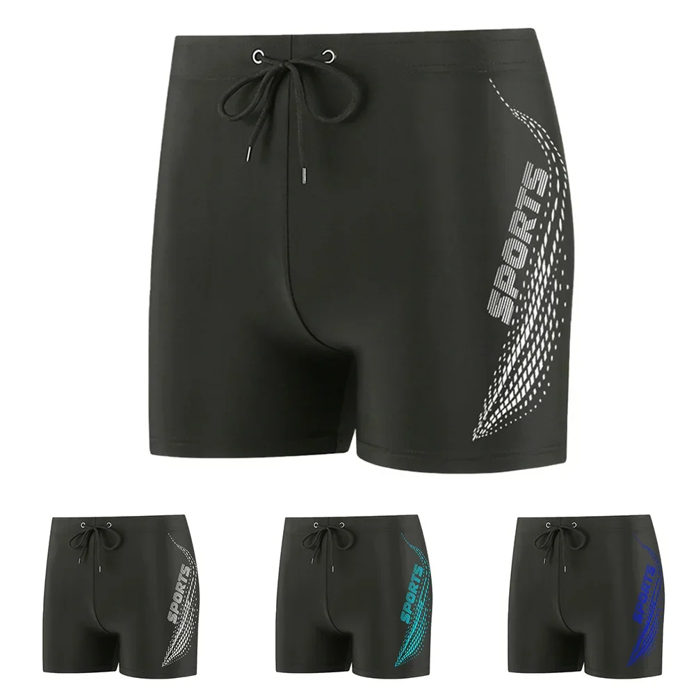 Men Diving Swim Shorts Quick-Dry Lined Elastic Trunks Flat Corner Sport Swimwear