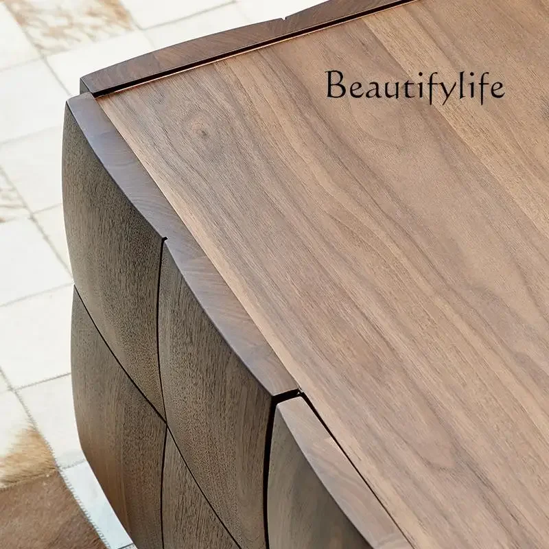 BJ Black Walnut Solid Wood Coffee Table Living Room Light Luxury Creative Design Coffee Table Simple Fashion High-end