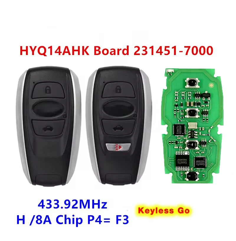 

KEYECU Replacement Keyless Smart Key FOB 434MHz H/8A Chip 231451-7000 14AHK For Subaru Forester Legacy Impreza XV BRZ 2014-2017